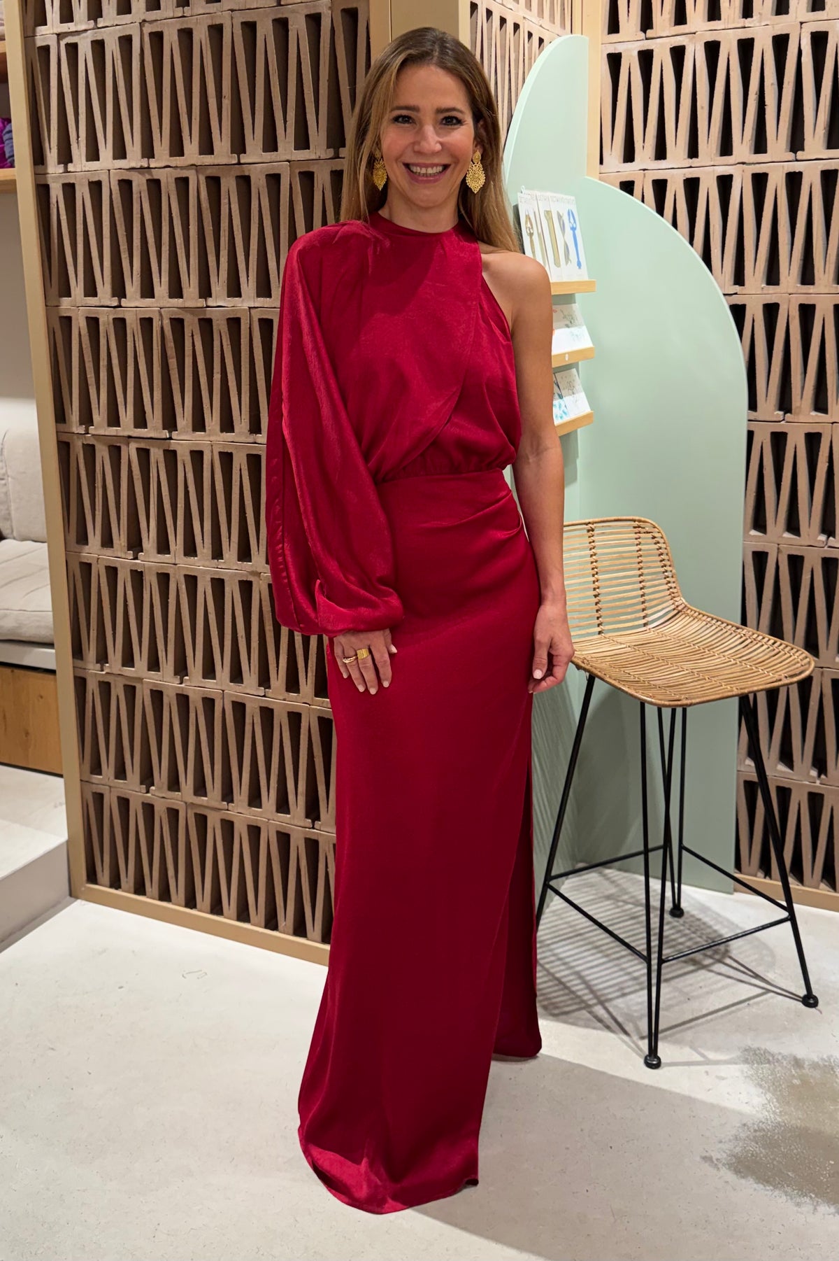 LONG ASYMMETRIC DRESS “MILLIE” RED