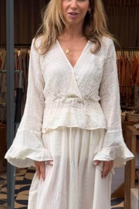 GAUZE BLOUSE "LIMNOS" NATURAL/LUREX