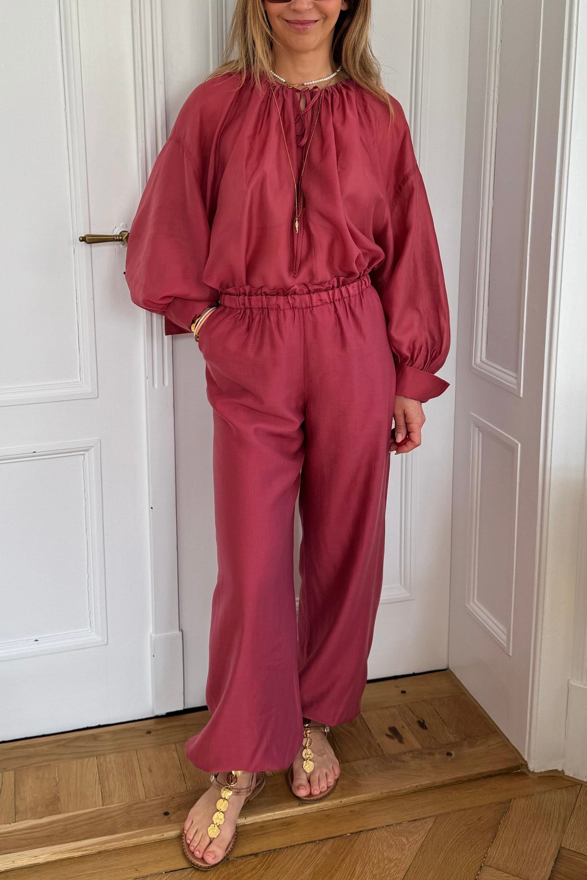 OVERSIZED TRANSPARENT BLOUSE "SILKSTONE" ROSEWINE