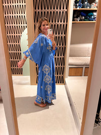 KIMONO RAMIE DRESS "LEFKADA" BLUE RAF/GOLD