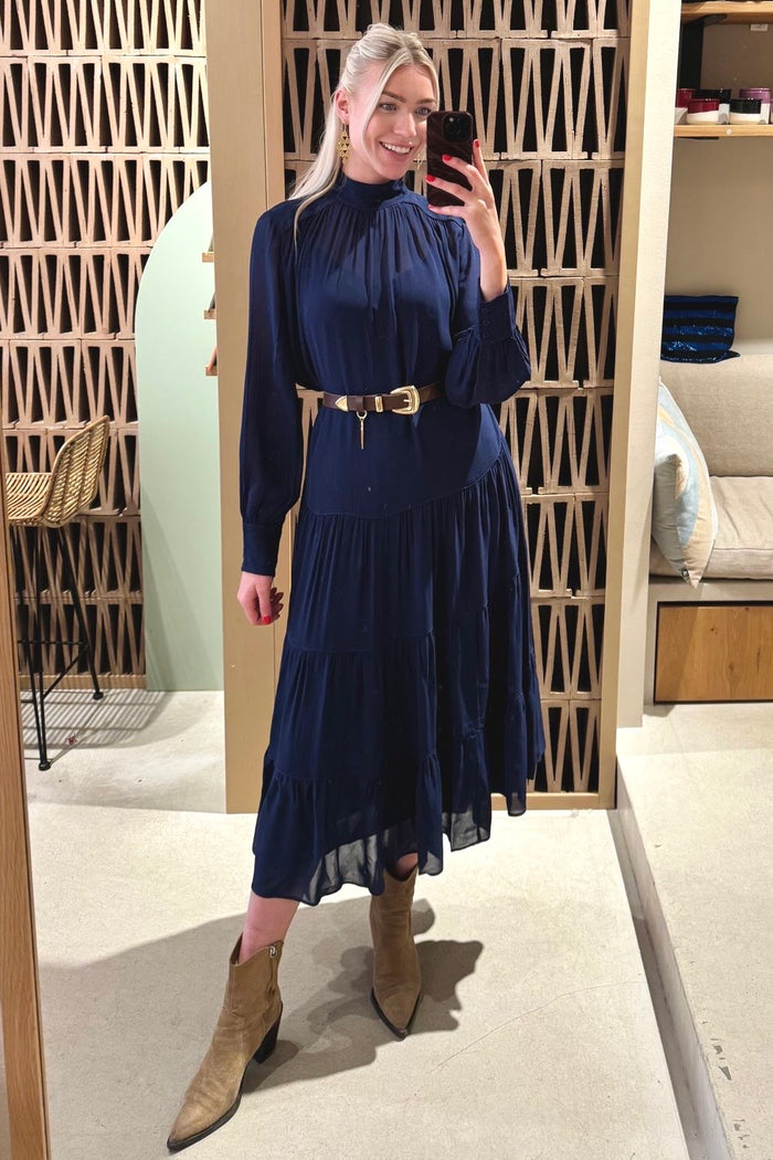 MIDI VISCOSE CHIFFON DRESS "SAFFON" BLUE