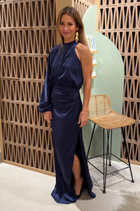 LONG ASYMMETRIC DRESS “MILLIE” BLUE