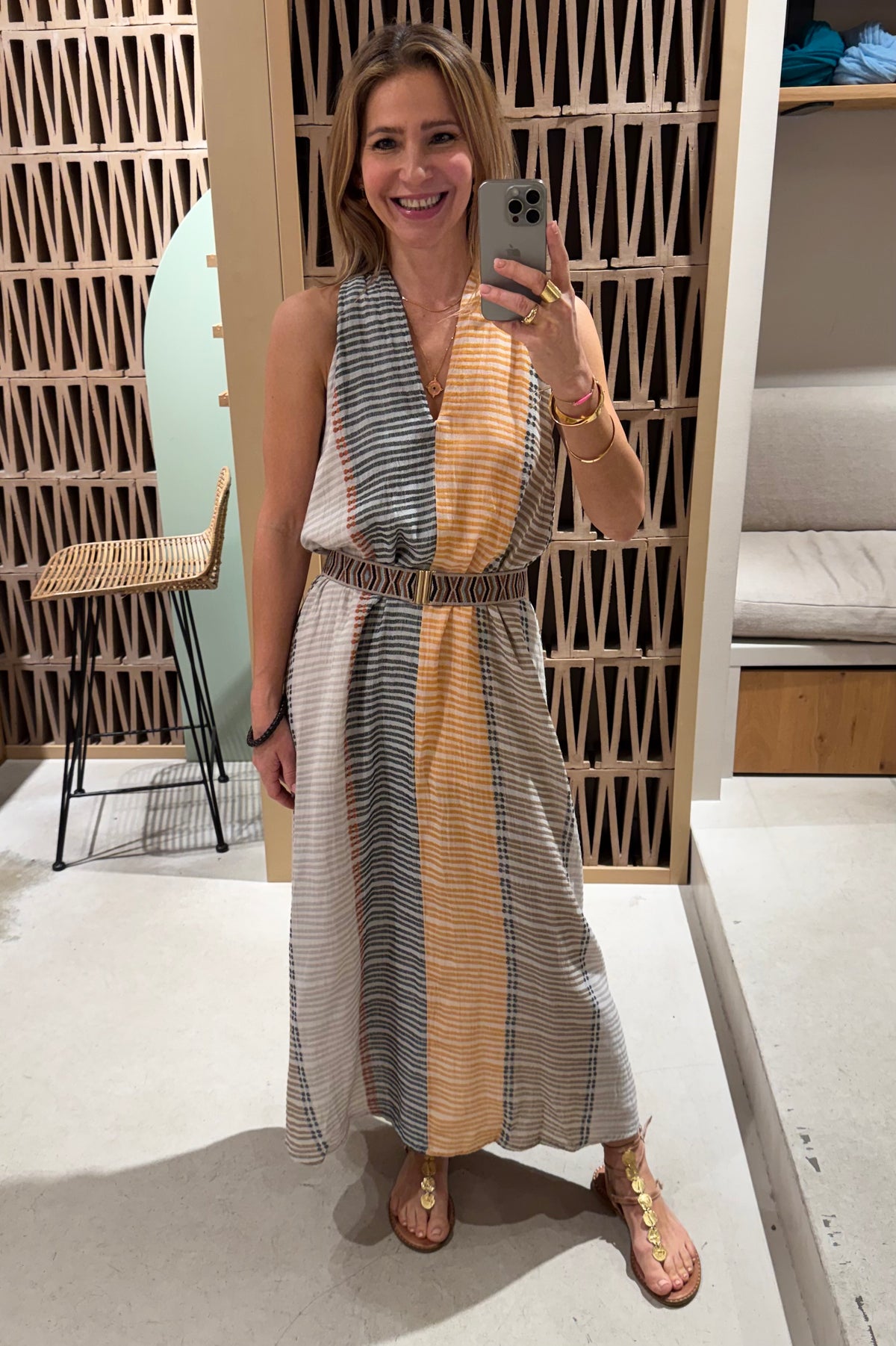 SLEEVELESS LONG DRESS "LEROS" MULTICOLOR