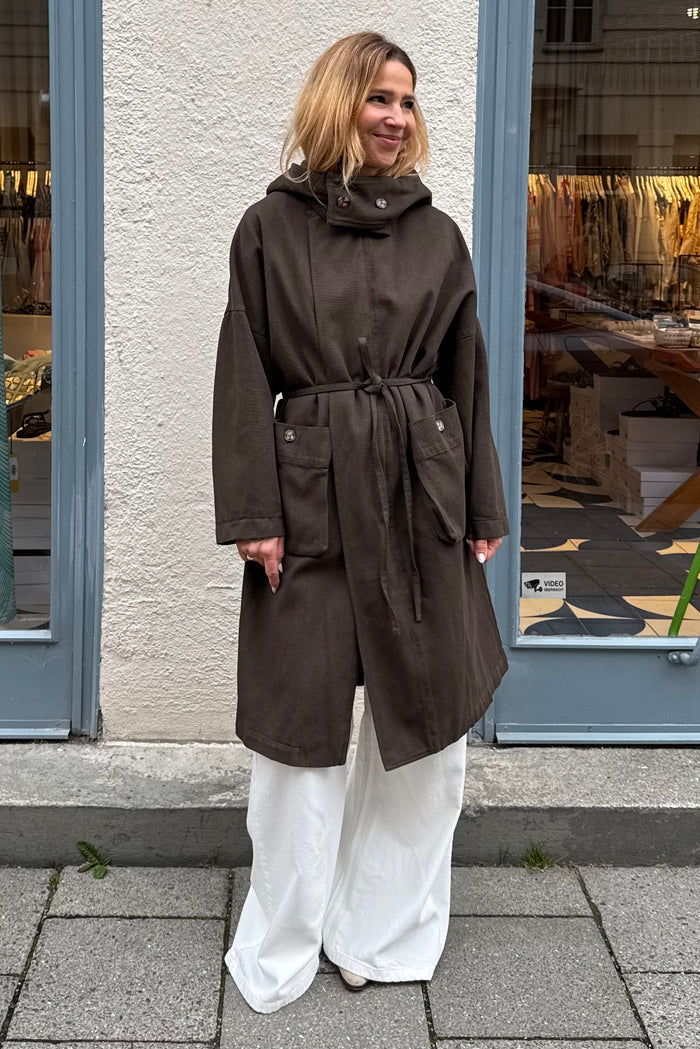 VERY OVERSIZED HOODED PARKA BROWN