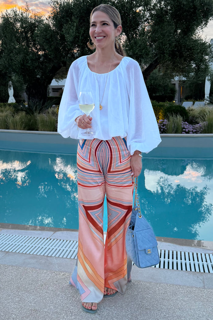 SILKY PALAZZO PANTS "ELLI" RAINBOW WHEEL