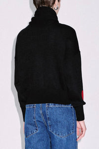 TURTLENECK PULLOVER "HEARTS" BLACK