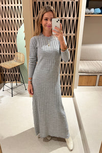 LONG KNIT DRESS "ALAMA" LIGHT GREY