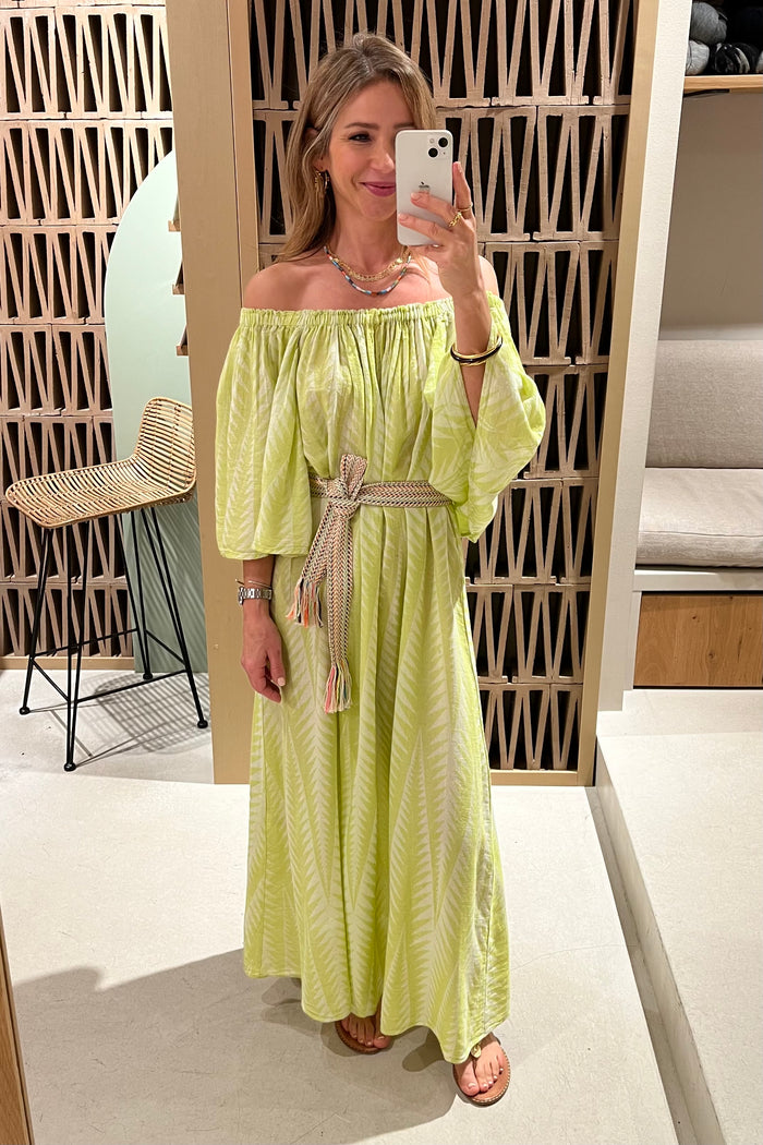 OVERSIZED OFF-SHOULDER DRESS "FINIKAS" LIME