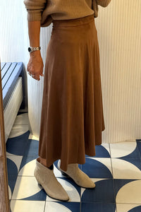VEGAN SUEDE SKIRT NOUGAT