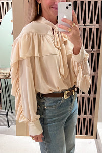 CHIFFON BLOUSE WITH VOLANTS VANILLA