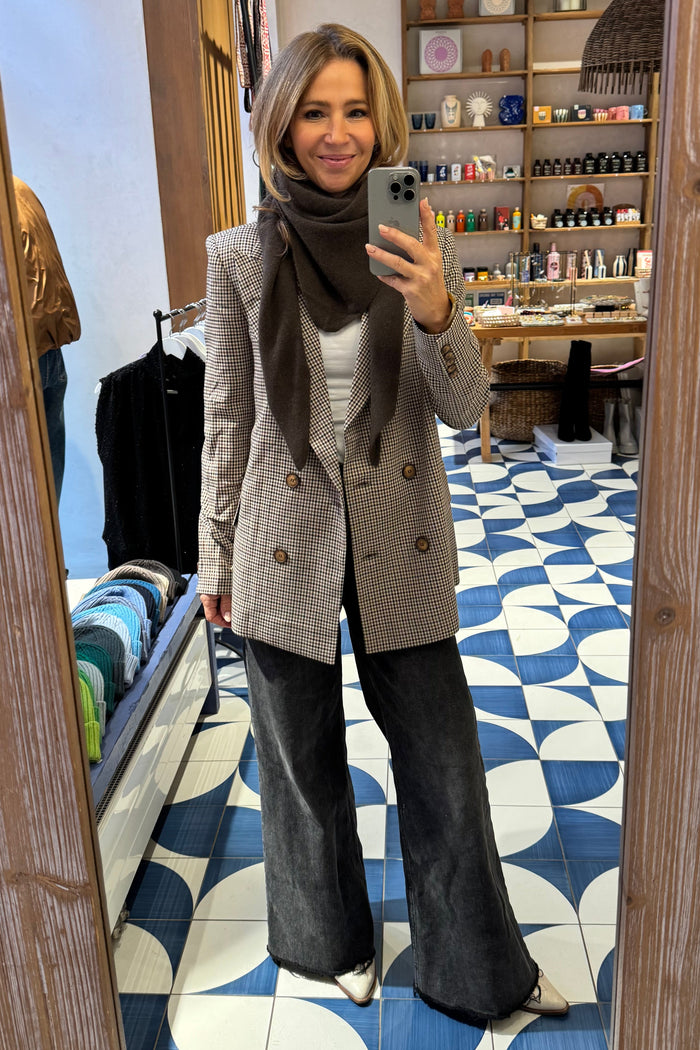 OVERSIZED GLENCHECK BLAZER BLACK/BROWN/BEIGE