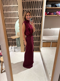 SLEEVELESS HIGH NECK MESH TOP BORDEAUX