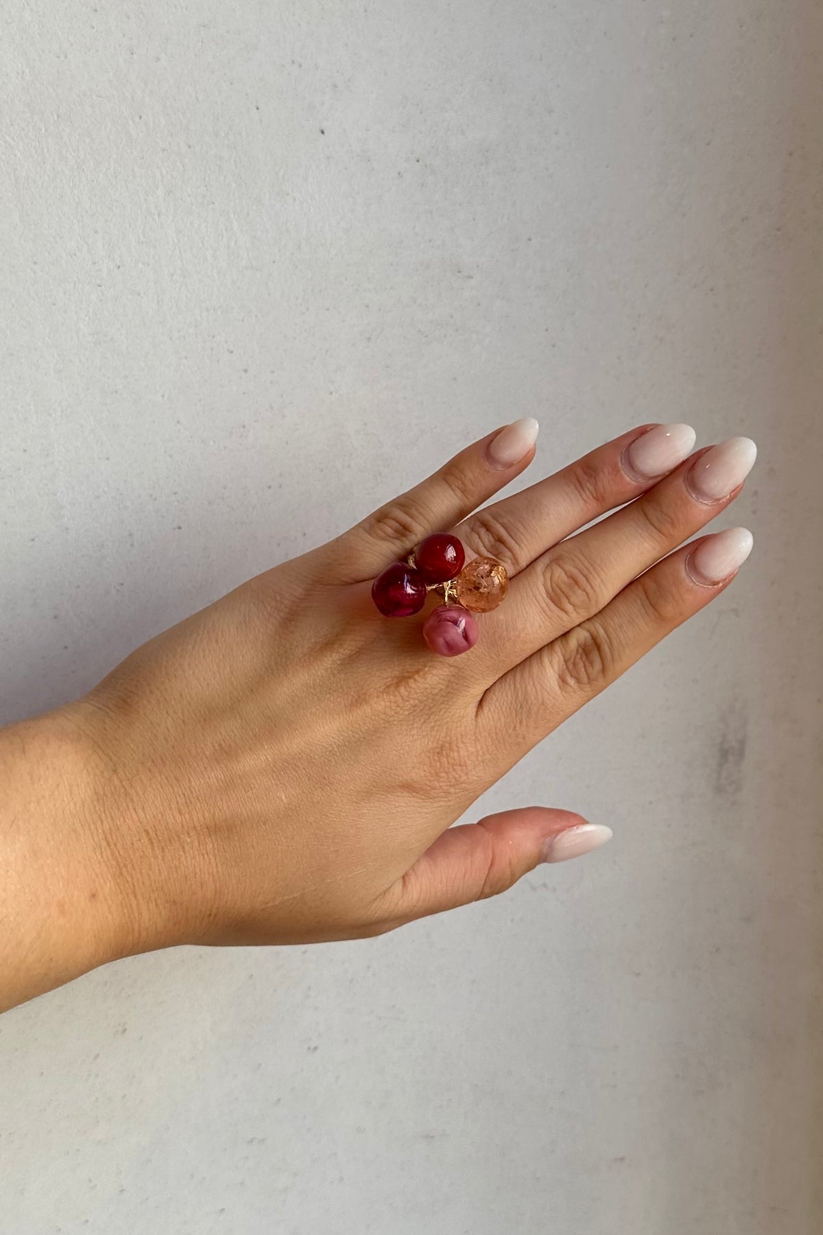 HANDMADE COCKTAIL RING "MURANO" BERRY