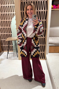 JACQUARD KNIT CARDIGAN "INKAS" MULTICOLOR