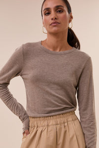 SOFT COTTON LONGSLEEVE TOP BISCUIT