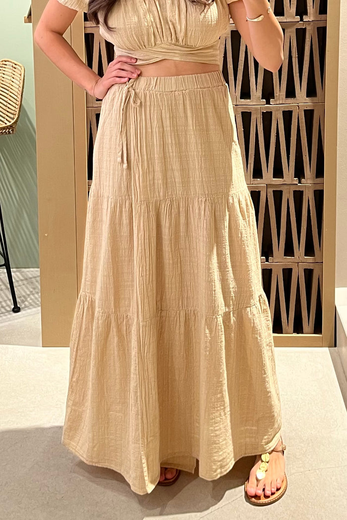 MUSSELINE MAXI SKIRT "PATMOS" BEIGE