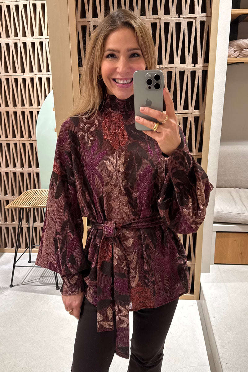 BLOUSE WITH BELT "STELLAR" BURGUNDY