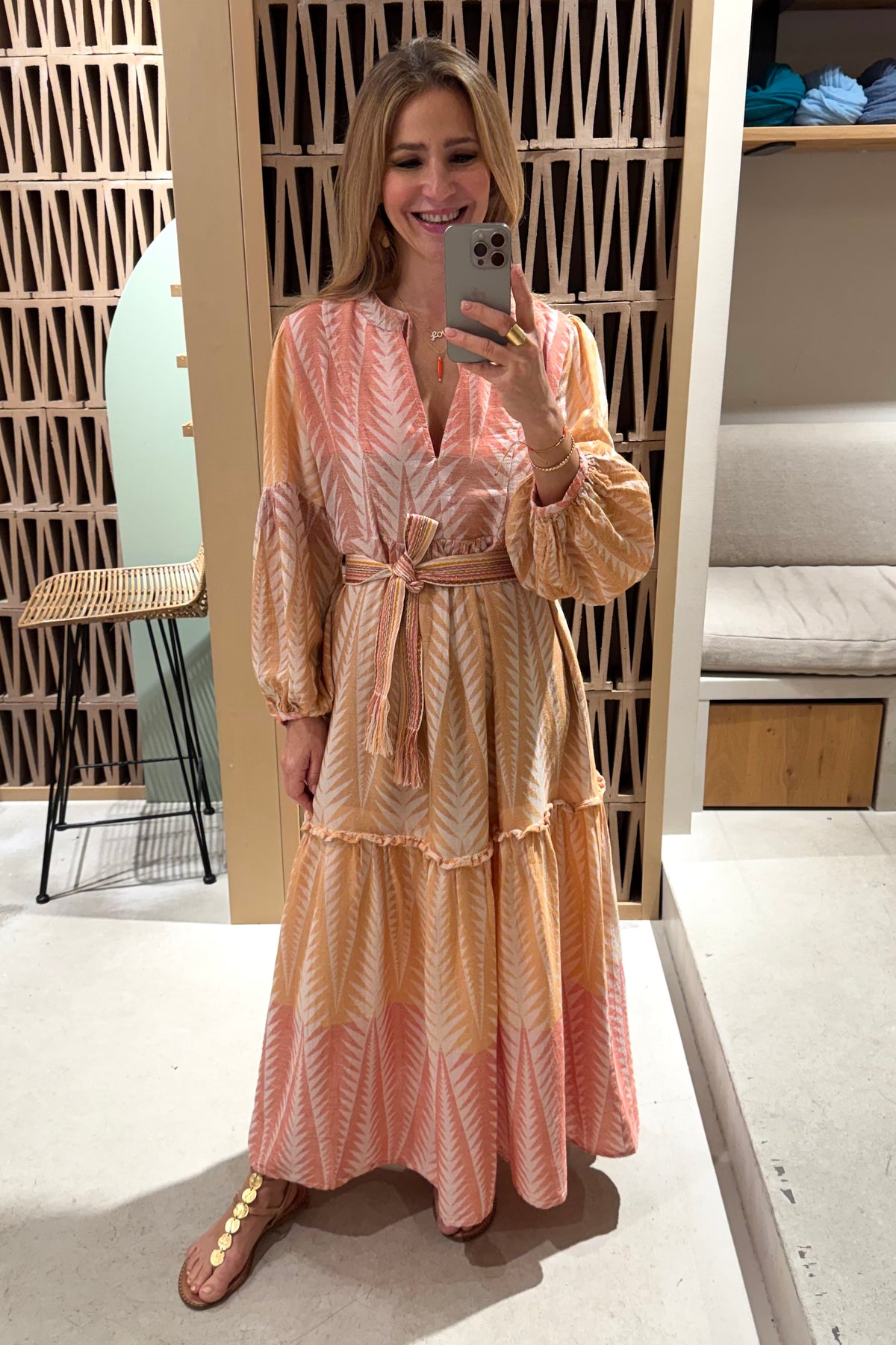 LONG TUNIC DRESS "FINIKAS DEGRADE" TERRACOTTA