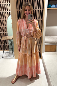 LONG TUNIC DRESS "FINIKAS DEGRADE" TERRACOTTA