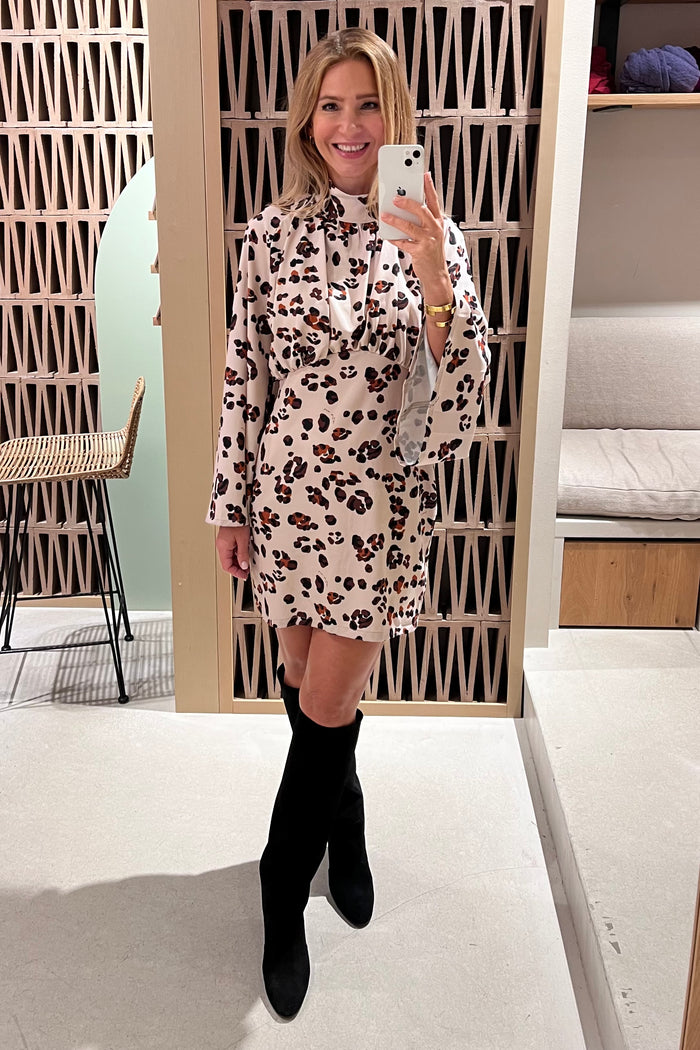 MINI DRESS "LEOPARD” CREAM/BROWN