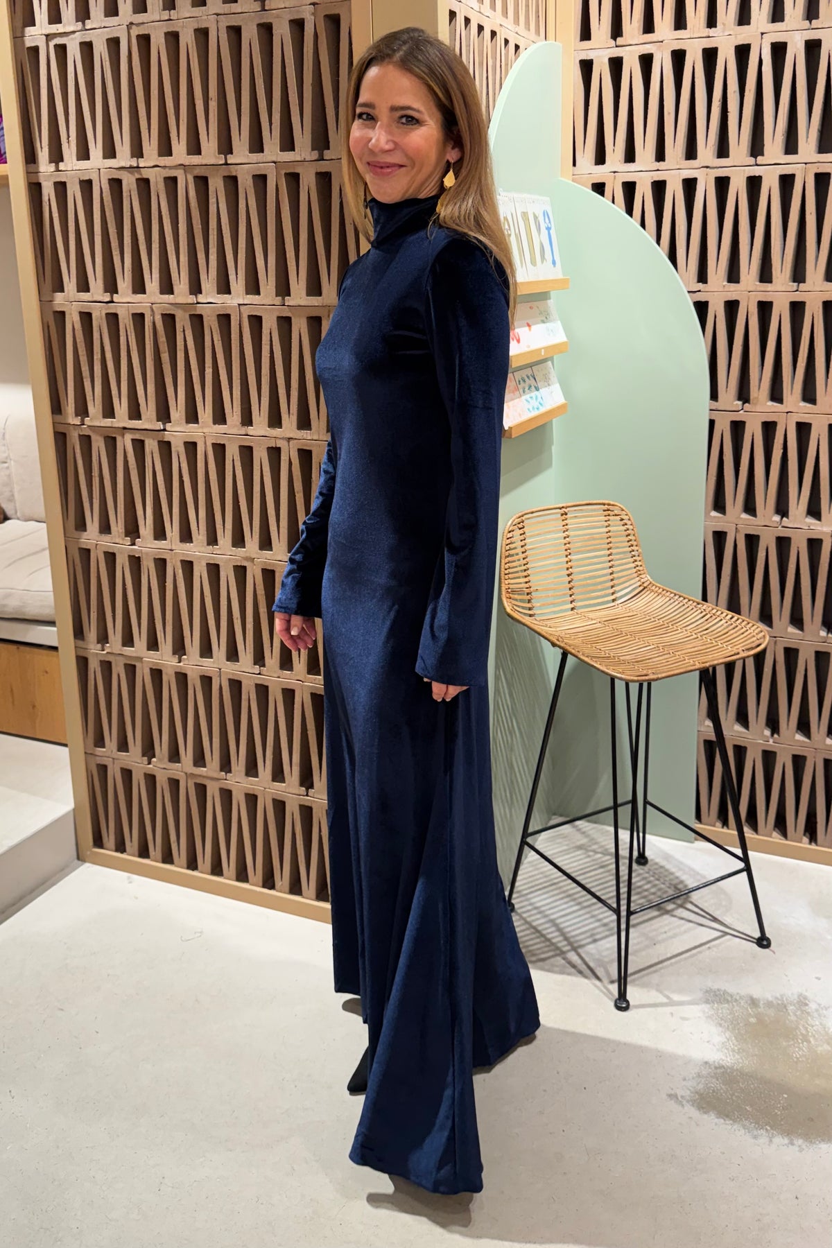 LONG VELVET DRESS MIDNIGHT BLUE