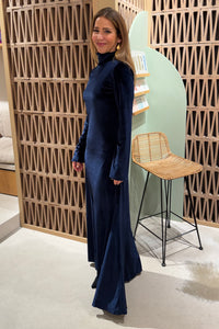 LONG VELVET DRESS MIDNIGHT BLUE