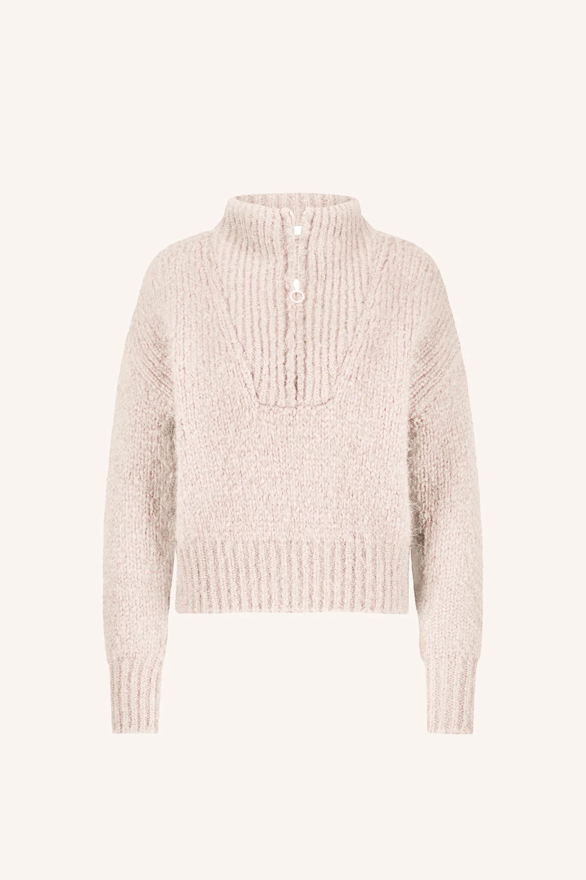 OVERSIZED PULLOVER WITH ZIPPER CHALK