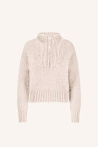 OVERSIZED PULLOVER WITH ZIPPER CHALK