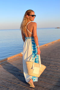 LONG NECKHOLDER DRESS "KALOMIRA" BLUE