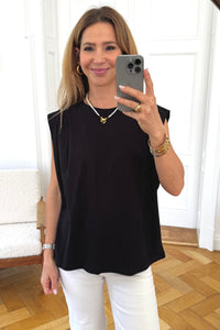 OVERSIZED SLEEVELESS COTTON TOP "EMMA" BLACK