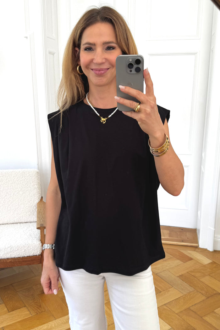 OVERSIZED SLEEVELESS COTTON TOP "EMMA" BLACK