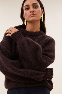 OVERSIZED ALPACA PULLOVER CHOCOLATE BROWN