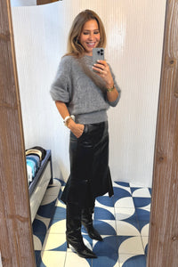 OVERSIZED BRUSHED CASHMERE PULLOVER LIGHT GREY