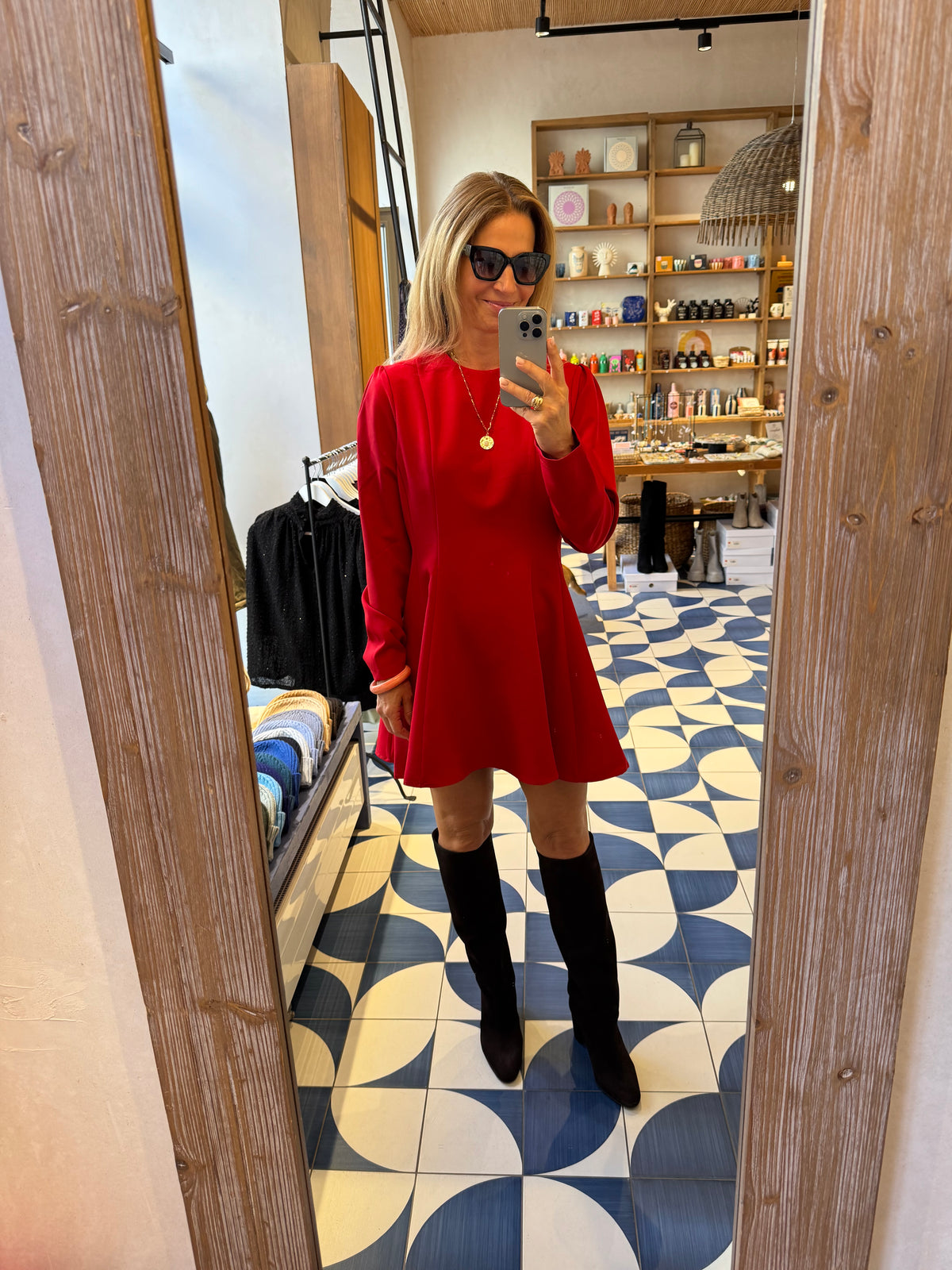 FITTED MINI DRESS HOT RED