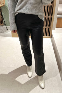 CROPPED VEGAN LEATHER PANTS "ELIN" BLACK