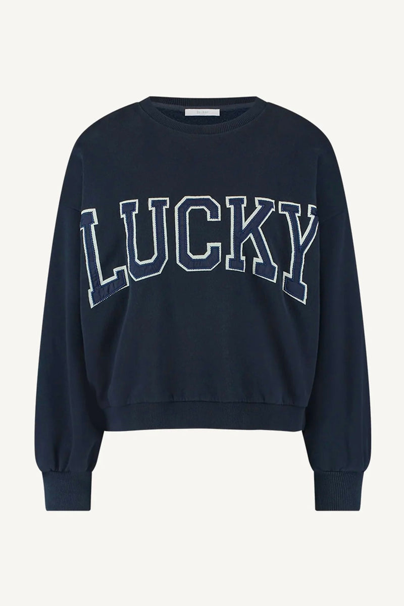 OVERSIZED COTTON SWEATER "LUCKY" NAVY