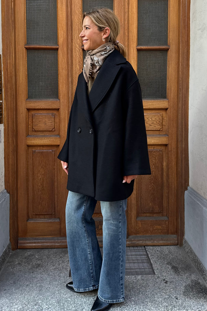 OVERSIZED WOOL CABAN JACKET BLACK