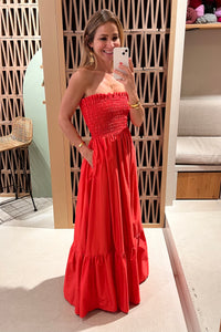 BANDEAU DRESS "ELPIS" CORAL RED
