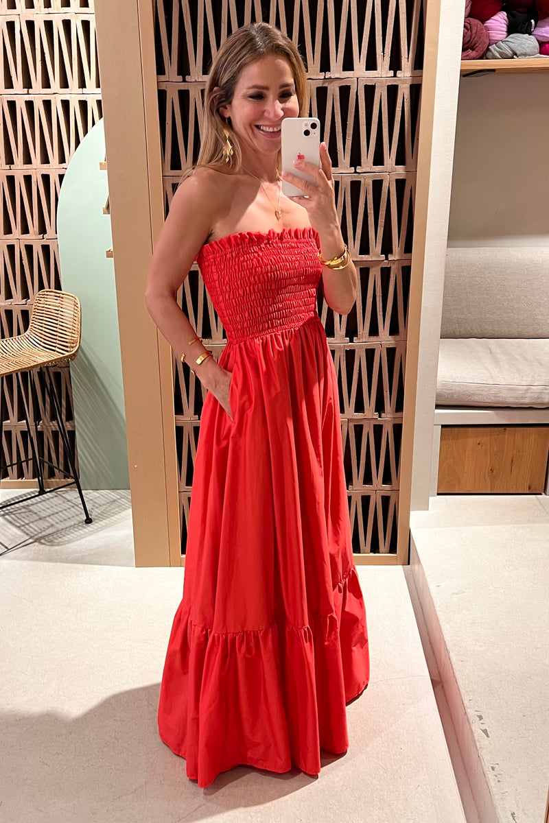 BANDEAU DRESS "ELPIS" CORAL RED