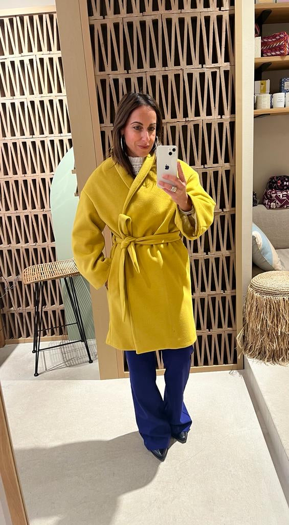 OVERSIZED COAT WITH BELT YELLOW