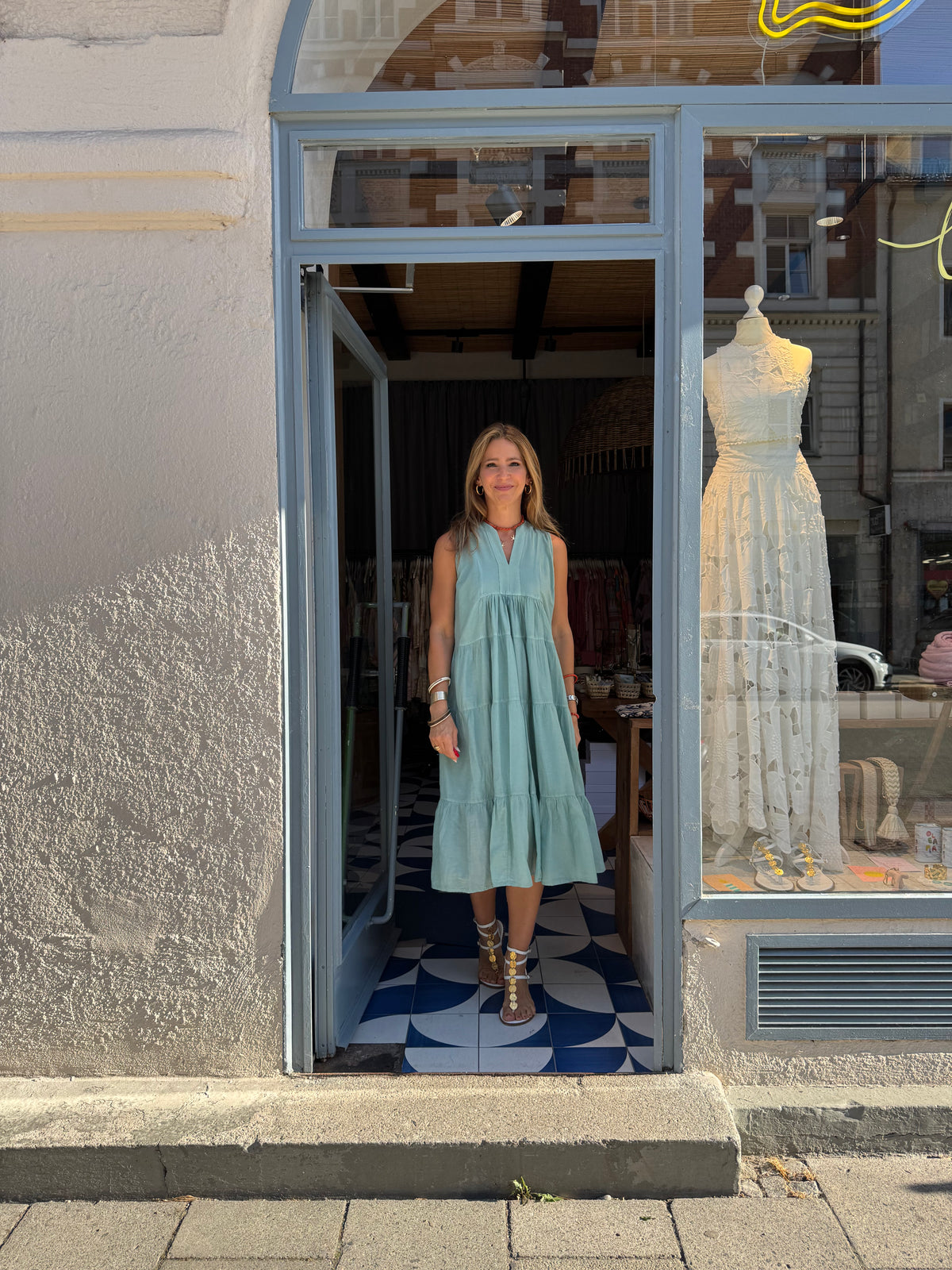 OVERSIZED SILK-COTTON TUNIC DRESS MINT