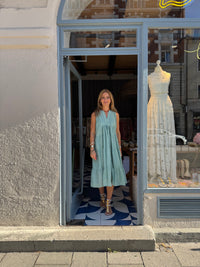 OVERSIZED SILK-COTTON TUNIC DRESS MINT