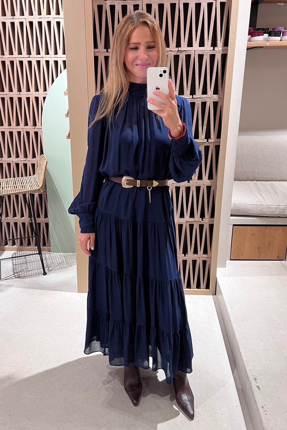 MIDI VISCOSE CHIFFON DRESS "SAFFON" BLUE