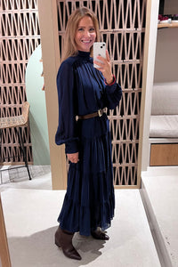 MIDI VISCOSE CHIFFON DRESS "SAFFON" BLUE