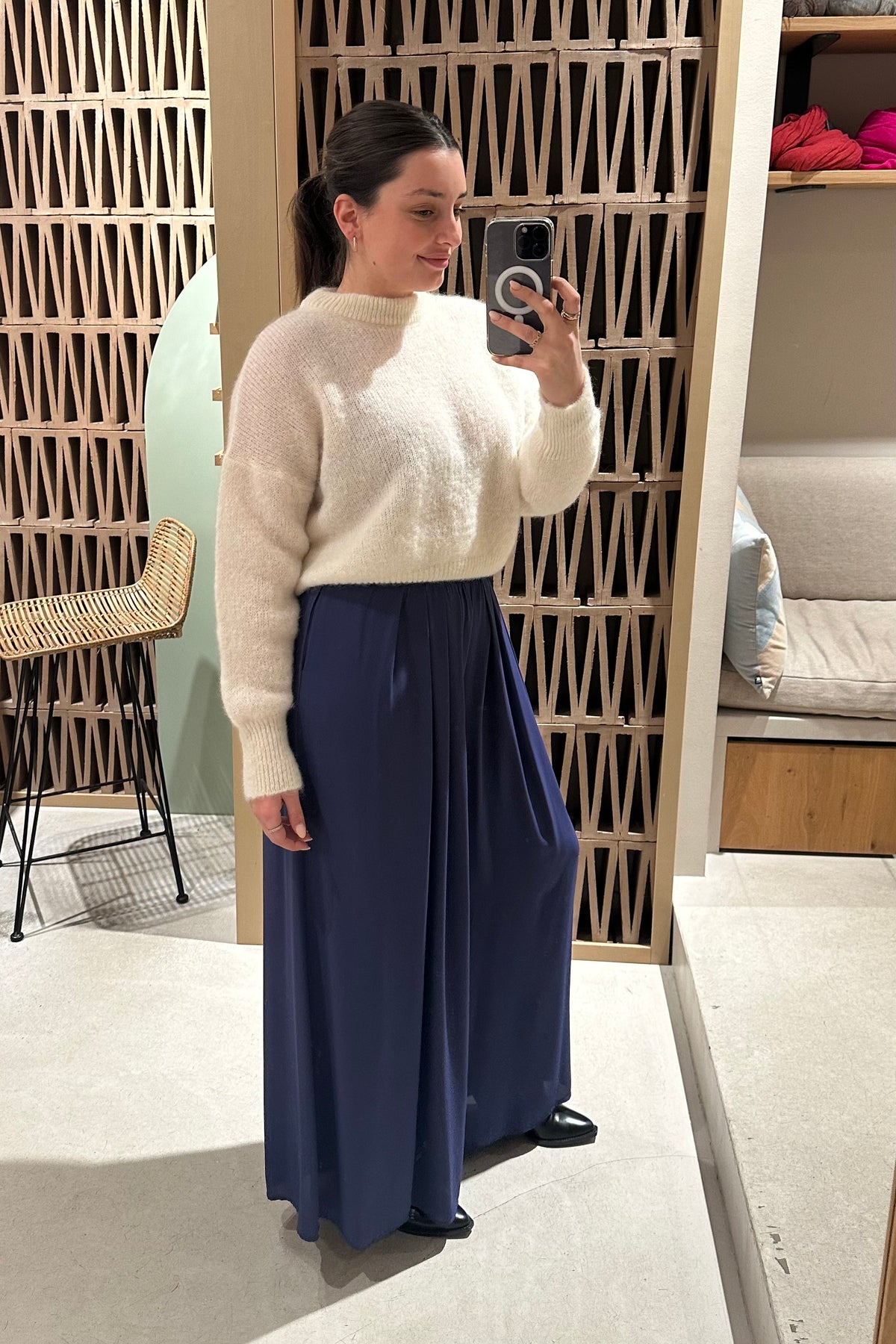 FLOWY WIDE LEG PANTS BLUE