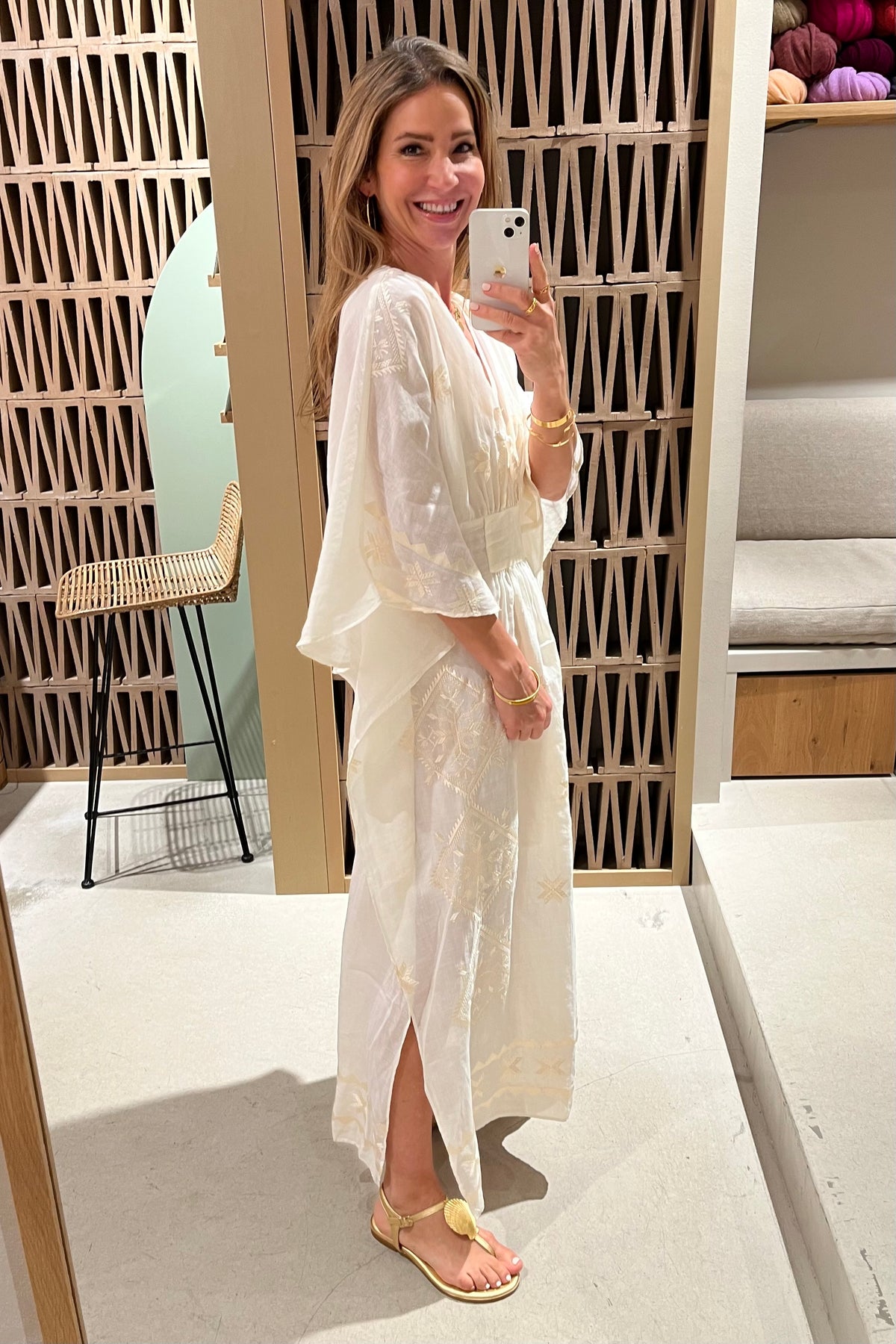 KIMONO RAMIE DRESS "LEFKADA" NATURAL/CHAMPAGNE