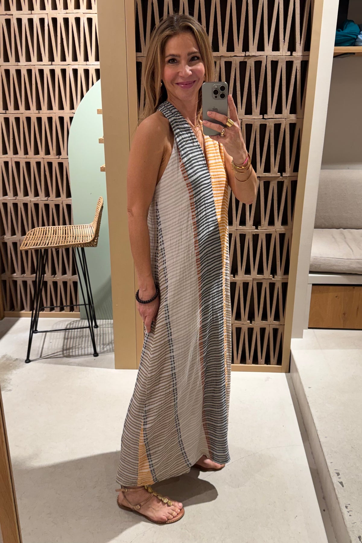 SLEEVELESS LONG DRESS "LEROS" MULTICOLOR