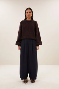 OVERSIZED ALPACA PULLOVER CHOCOLATE BROWN