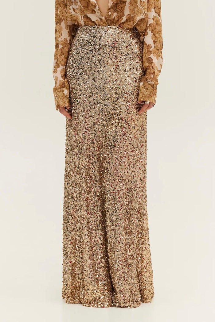 LONG SEQUIN SKIRT "GOLDFINGER"