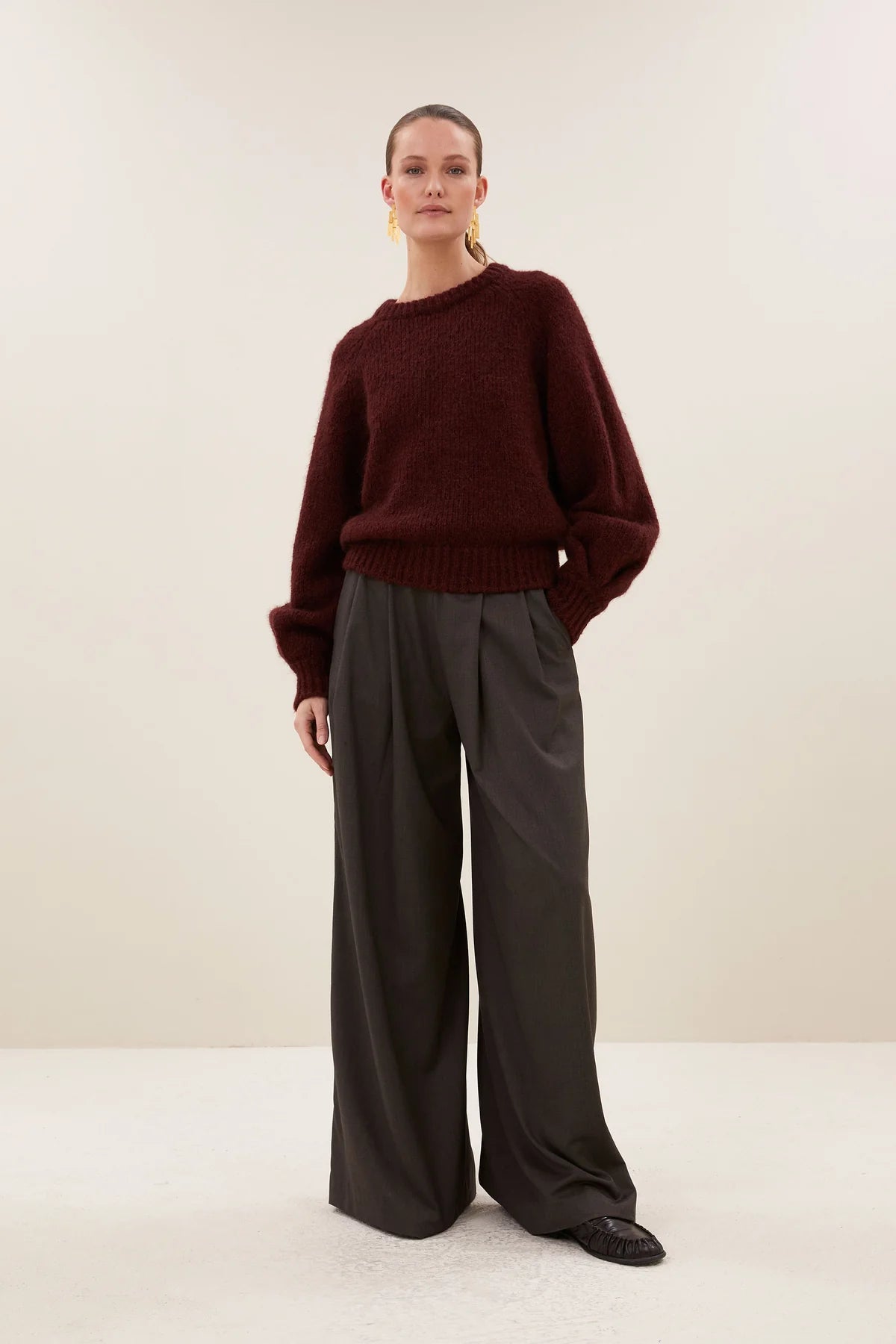 OVERSIZED ALPACA PULLOVER BORDEAUX